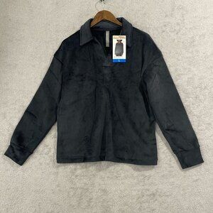 NEW Mondetta Womens L Corduroy Fleece Pullover Relaxed Fit